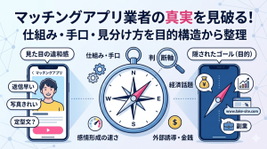 目的構造から業者を見分けるための図解イメージ